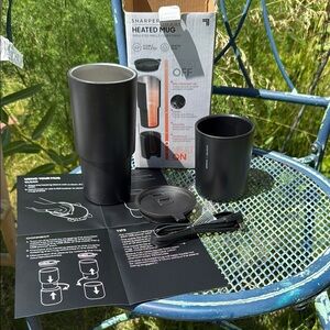 Sharper Image Black Heated Mug Set with USB